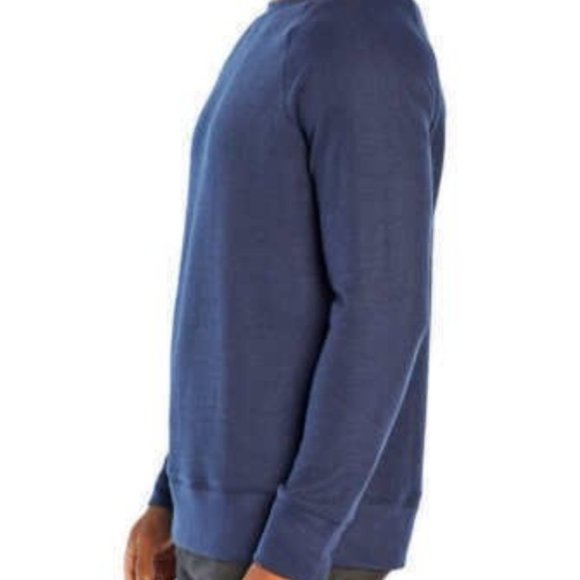 NWT1563 Banana Republic Men’s Waffle Crew Sweatshirt, Mid-weight (Navy) - Picture 3 of 4